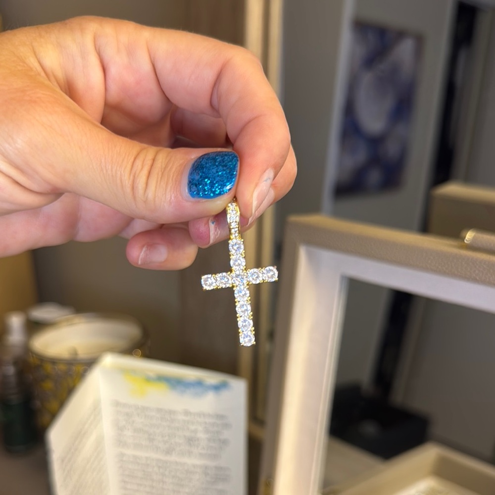 Gold plated and CZ cross